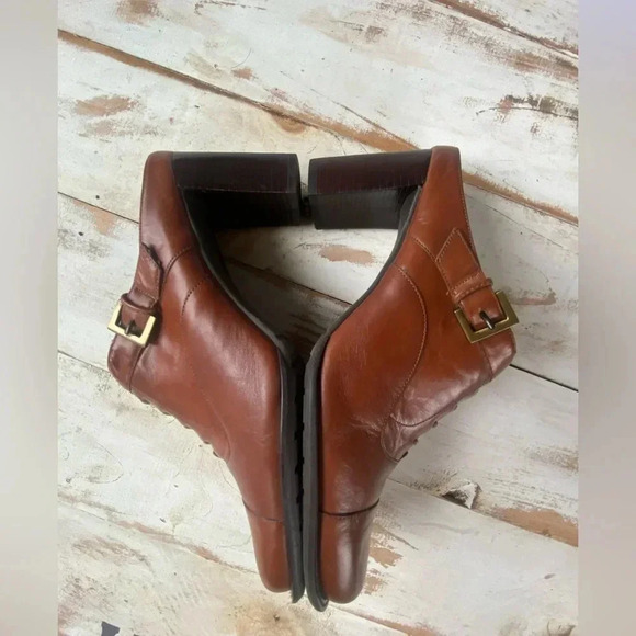 NATURALIZER brown leather block heels sz 8N vintage granny shoes indie hip EUC - Picture 11 of 13